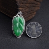 18K金镶钻糯种翠色翡翠叶子吊坠-红掌柜