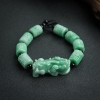 天然糯种浅绿翡翠貔貅桶珠单圈手串-红掌柜