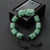 缅甸豆绿翡翠貔貅桶珠单圈手串-红掌柜