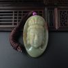 缅甸天然糯种灰绿色飘黄翡翡翠观音吊坠-红掌柜