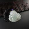 缅甸糯冰种飘花翡翠弥勒佛吊坠-红掌柜