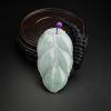 缅甸天然糯种飘花翡翠叶子吊坠-红掌柜