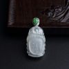 18K镶缅甸天然冰糯种观音头像吊坠-红掌柜