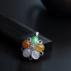 18K金镶钻冰糯种翡翠福禄寿花吊坠 - 红掌柜