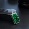 金镶糯种飘墨绿翡翠无事牌吊坠-红掌柜