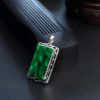 糯种飘墨绿翡翠无事牌吊坠-红掌柜