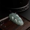 缅甸天然冰糯种翡翠叶子吊坠-红掌柜