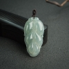 糯冰种浅绿翡翠叶子吊坠-红掌柜