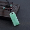缅甸糯种浅绿翡翠无事牌吊坠-红掌柜