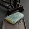缅甸淡绿飘黄翡翡翠龙牌吊坠-红掌柜