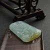 冰糯种淡绿飘黄翡翡翠龙牌吊坠-红掌柜