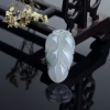 缅甸A货天然冰糯种飘花翡翠叶子吊坠 - 红掌柜