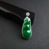 18K金镶钻缅甸糯种浓绿翡翠福豆吊坠-红掌柜
