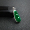 缅甸糯种浓绿翡翠福豆吊坠-红掌柜