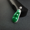 18K金镶钻糯种浓绿翡翠福豆吊坠-红掌柜