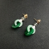 缅甸糯种浓绿翡翠耳坠-红掌柜