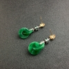 18K金镶钻缅甸浓绿翡翠耳坠-红掌柜