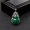 缅甸A货天然18k镶糯种深绿翡翠葫芦吊坠 - 红掌柜