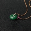 天然糯种翠色翡翠平安扣项链-红掌柜
