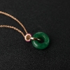 18k金镶天然糯种翠色翡翠项链-红掌柜