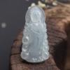 缅甸A货天然冰糯种浅绿翡翠观音吊坠 - 红掌柜