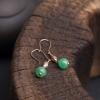 18k金镶糯种翡翠耳环-红掌柜
