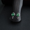 缅甸18K金镶钻糯种翠色翡翠耳钉-红掌柜