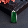 缅甸天然18K镶钻糯种浓绿翡翠无事牌吊坠 - 红掌柜
