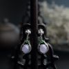 18K金镶缅甸冰糯种紫罗兰翡翠耳坠-红掌柜