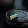 18K金镶缅甸糯种飘绿翡翠子弹吊坠-红掌柜