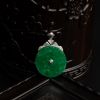 18K金镶糯种满绿翡翠平安扣吊坠-红掌柜