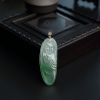 缅甸A货天然18K金镶冰糯种浅绿翡翠观音吊坠 - 红掌柜