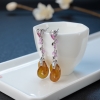 缅甸天然冰糯种黄翡耳坠-红掌柜