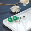 18K金镶钻缅甸天然满绿翡翠耳坠-红掌柜