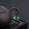 天然糯种翠色翡翠圆珠耳坠-红掌柜