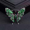 18k镶缅甸A货天然冰种阳绿翡翠蝴蝶胸针 - 红掌柜