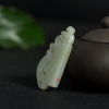 和田青白玉籽料仿古龙纹吊坠-红掌柜