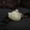和田青白玉把把壶手把件-红掌柜