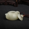 新疆山料和田青白玉把把壶手把件-红掌柜