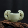 籽料和田青白玉瑞兽酒杯-红掌柜