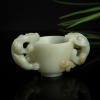 山料和田青白玉瑞兽酒杯摆件-红掌柜