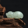天然籽料和田青白玉戌狗吊坠-红掌柜