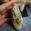 籽料俏色和田玉三不猴手把件-红掌柜