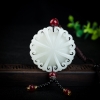 俄罗斯天然和田白玉花开富贵吊坠-红掌柜