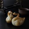俄罗斯和田玉带糖色天鹅摆件 - 红掌柜