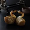 天然俄罗斯和田玉糖色天鹅摆件 - 红掌柜