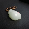 天然白玉金蟾手把件-红掌柜