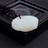 天然和田青白玉山料平安锁吊坠-红掌柜