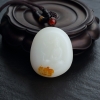 山料天然和田羊脂白玉观音吊坠-红掌柜
