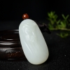 天然山料和田白玉关公吊坠-红掌柜